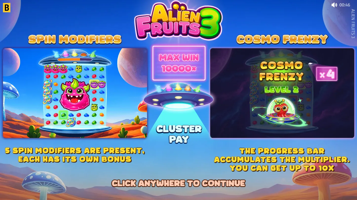 Alien Fruits 3 — загрузочный экран и оформление игры