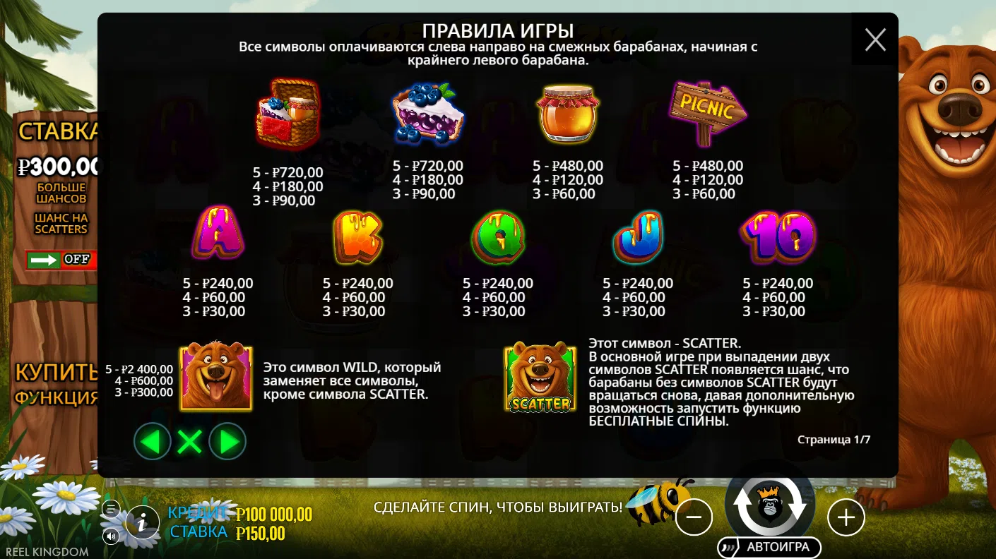 Bear Crazy — правила и таблица выплат 1
