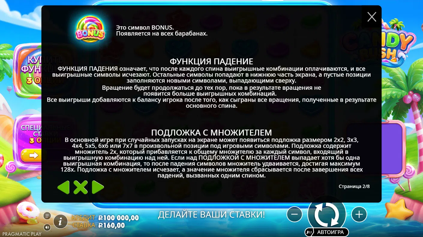 Candy Rush — правила и таблица выплат 2