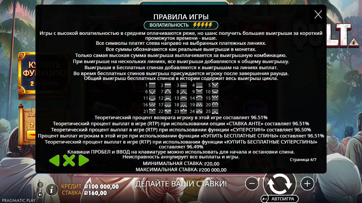 CULT — правила и таблица выплат 4