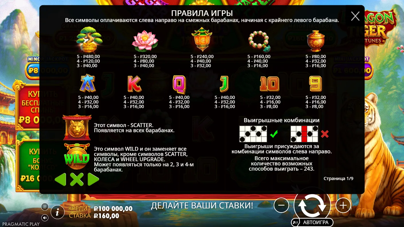 Dragon Tiger Fortunes — правила и таблица выплат 6