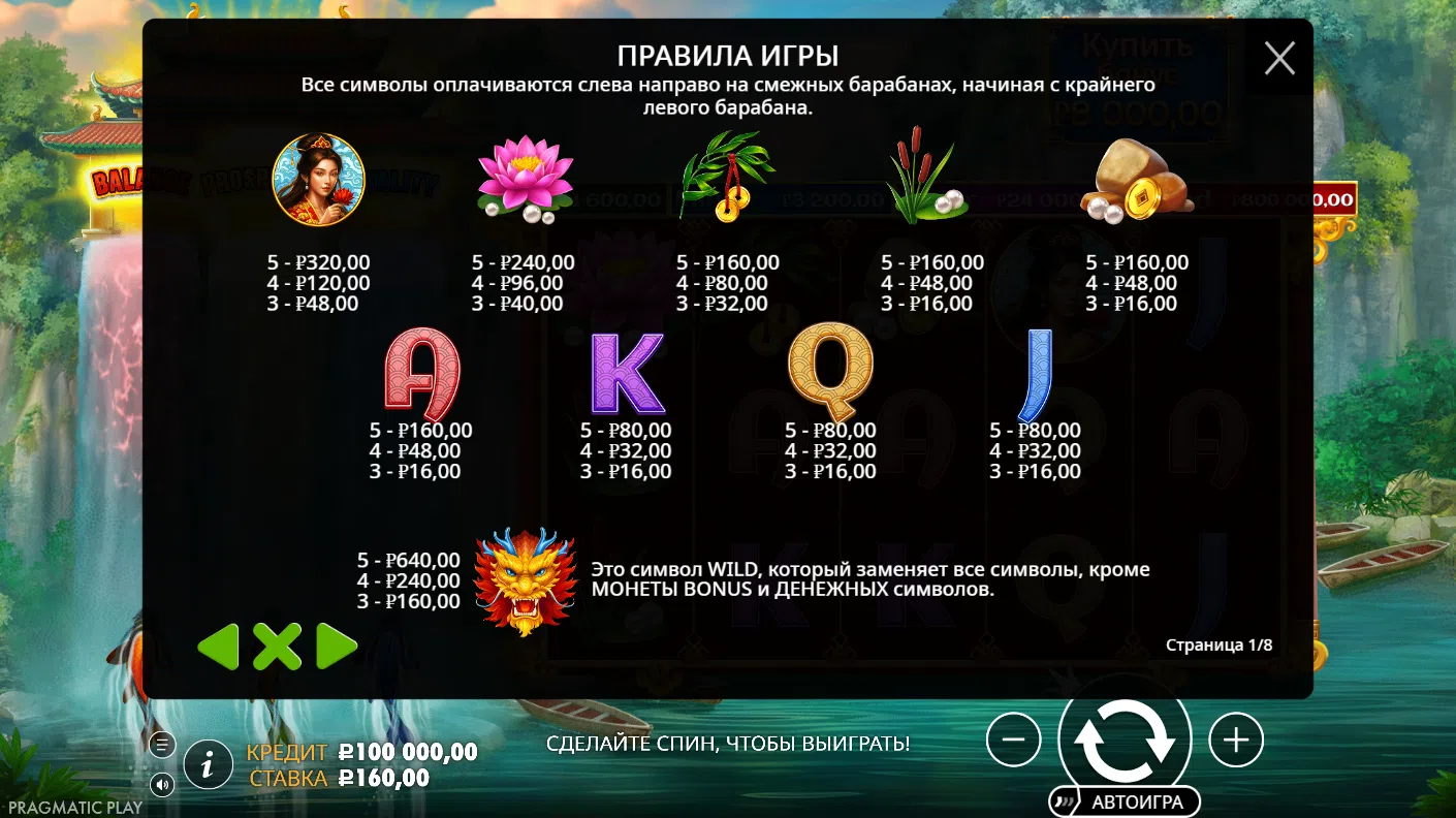 Dragon’s Gate – Bonus Choice — правила и таблица выплат 1