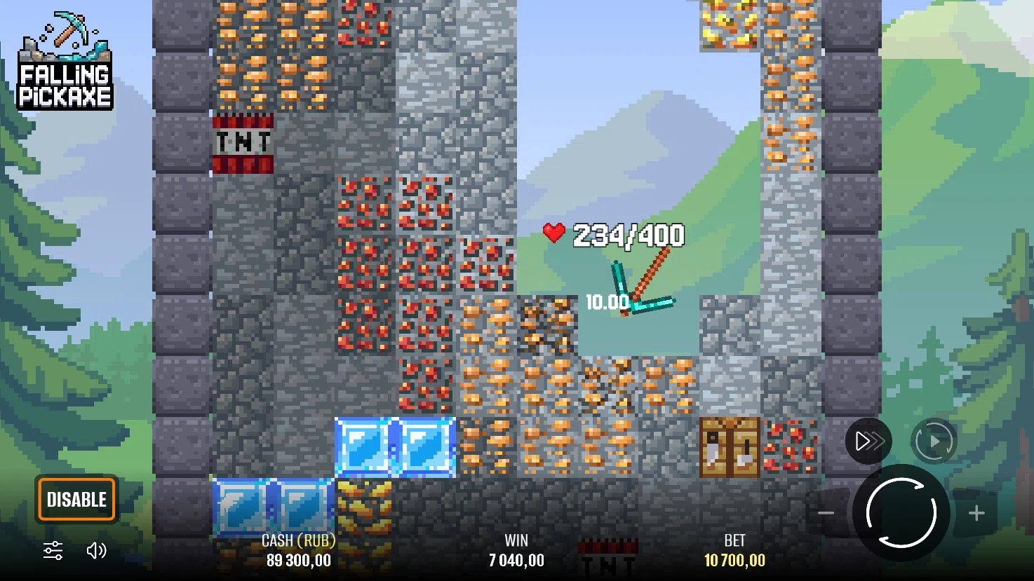 Falling Pickaxe — игровой экран
