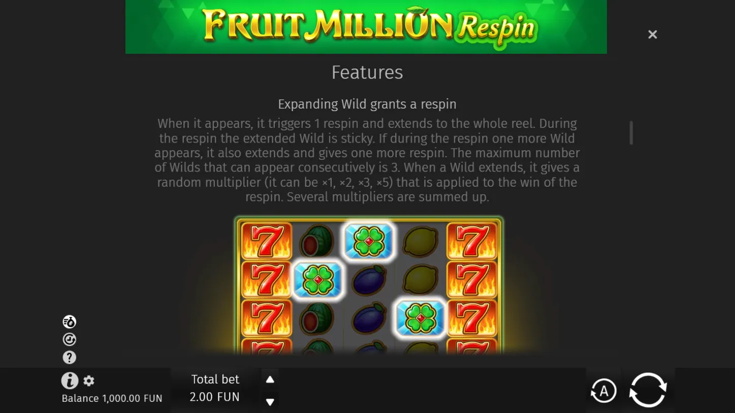 Fruit Million Respin — правила игры 3
