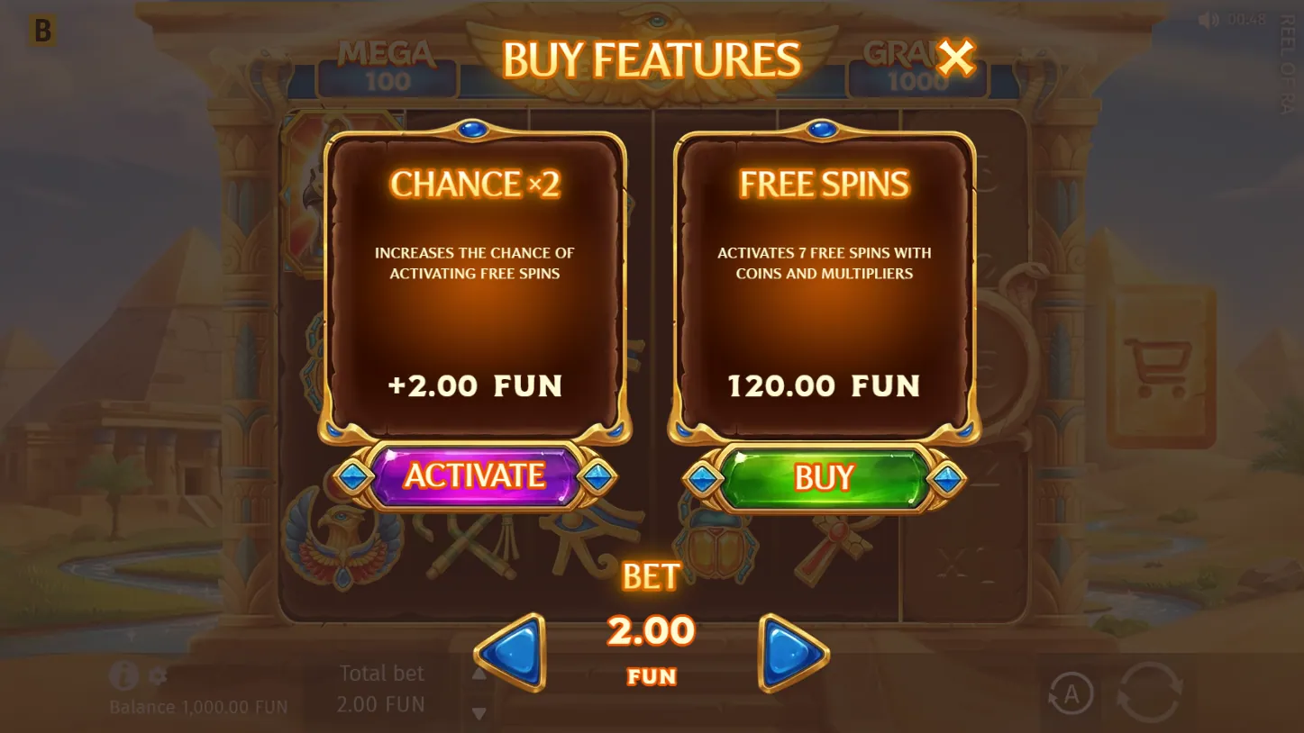Reel of Ra — меню Bonus Buy
