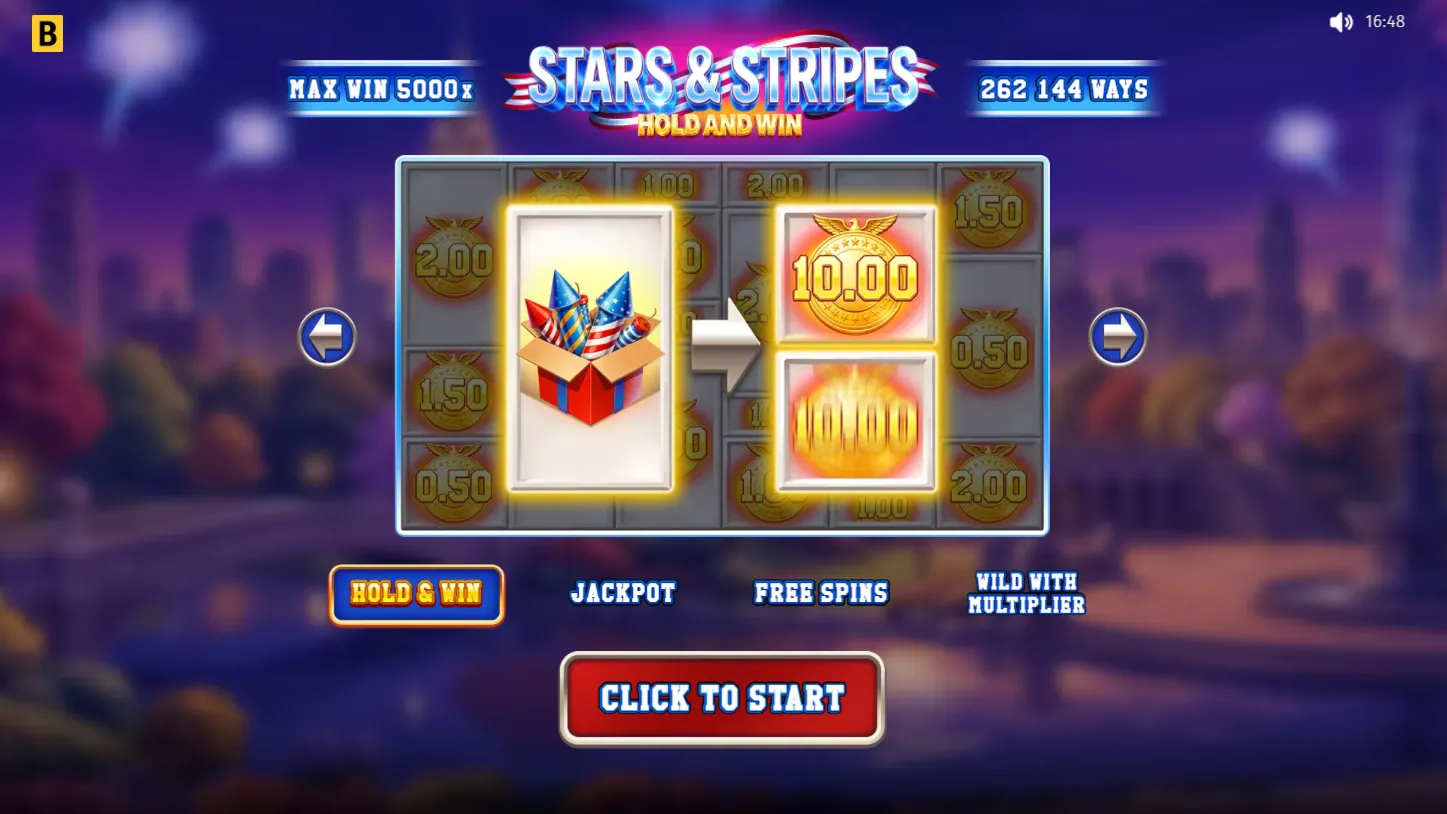 Stars & Stripes Hold and Win — загрузочный экран и оформление игры