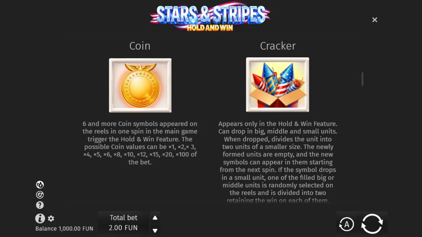 Stars & Stripes Hold and Win — правила игры 3