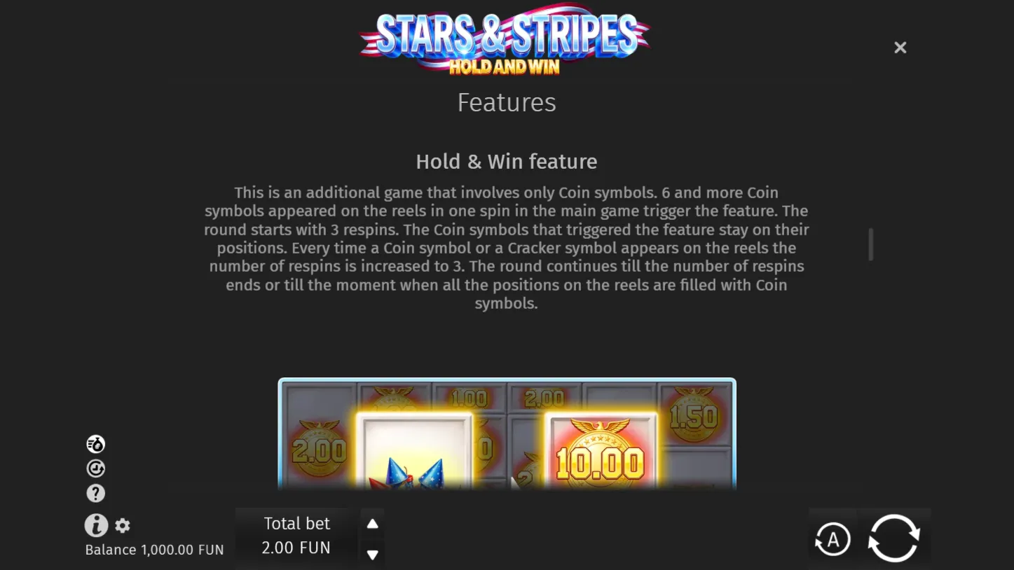 Stars & Stripes Hold and Win — правила игры 4