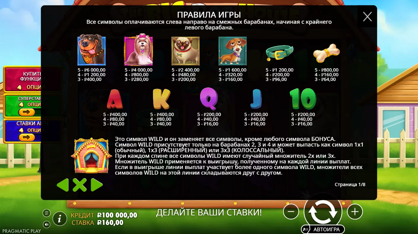 The Big Dog House — правила и таблица выплат 1