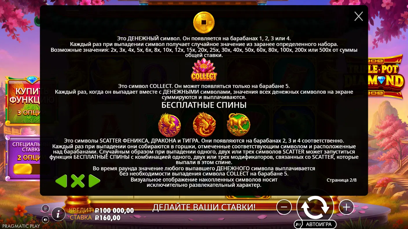 Triple Pot Diamond — правила и таблица выплат 2