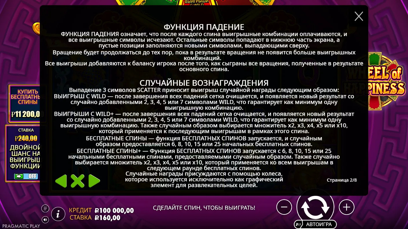 Wheel of Happiness — правила и таблица выплат 1