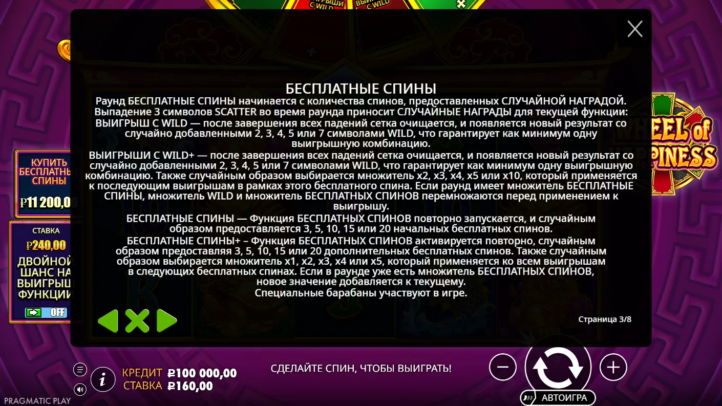 Wheel of Happiness — правила и таблица выплат 2