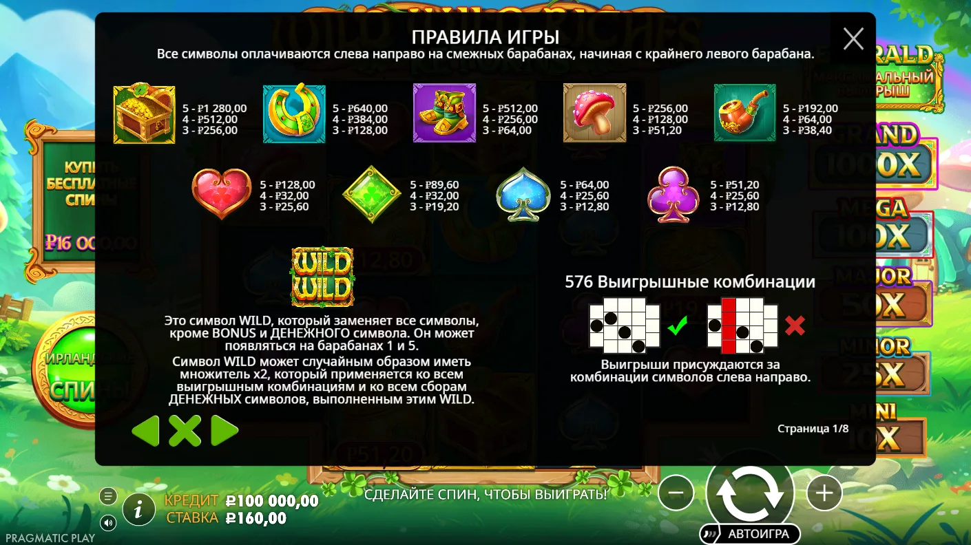Wild Wild Riches Returns — правила и таблица выплат 5