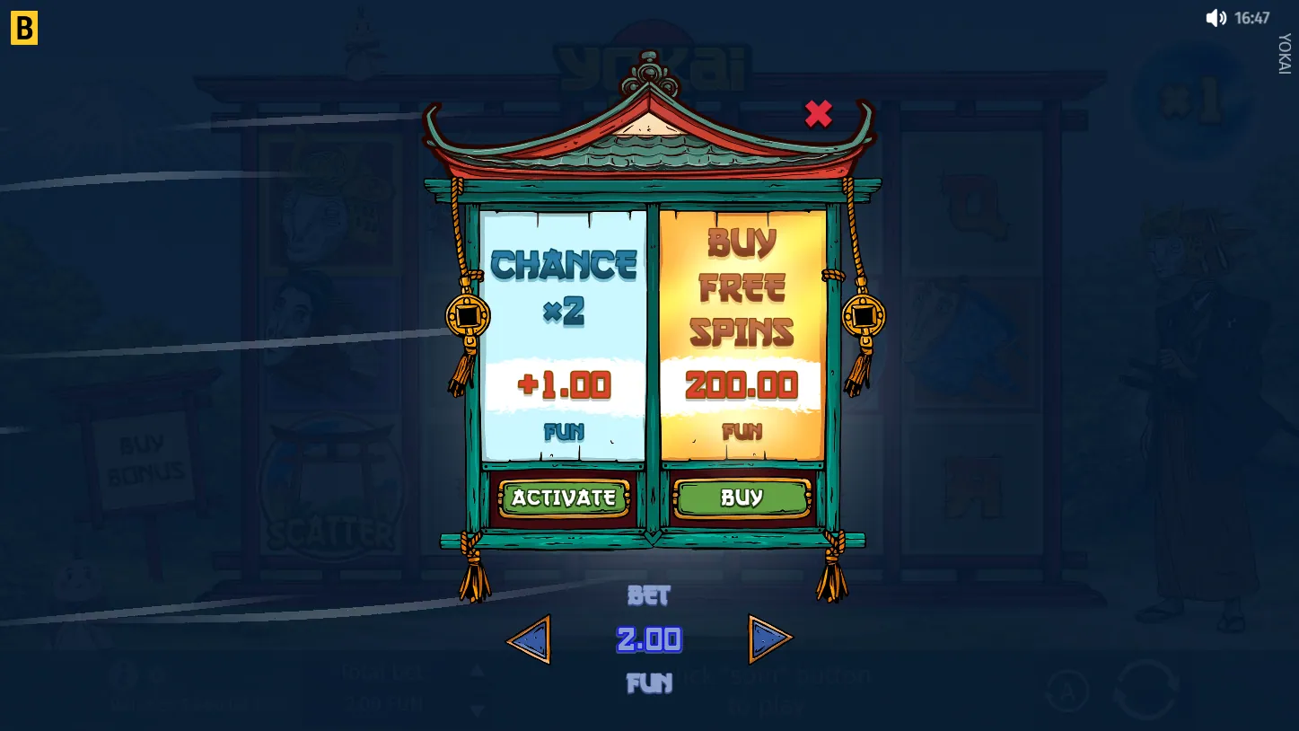 Yokai — меню Bonus Buy