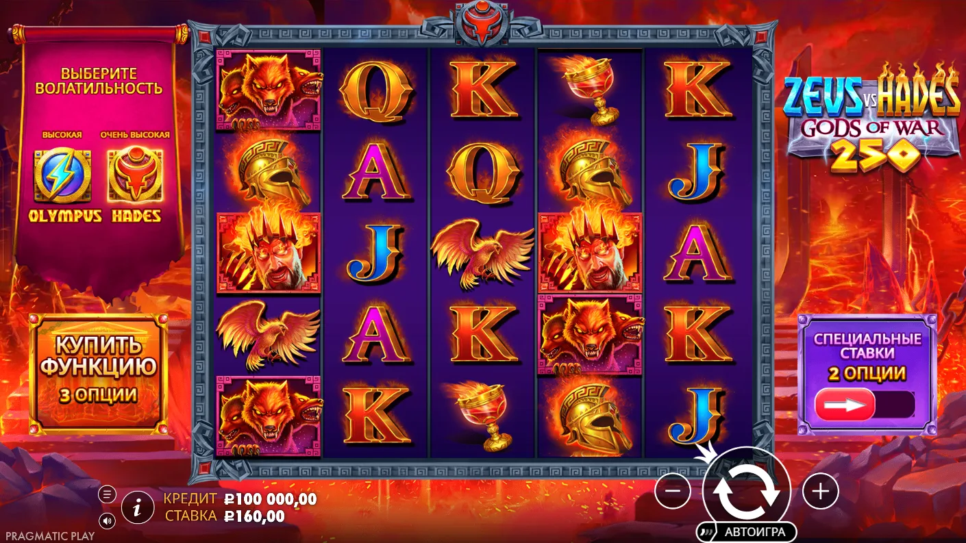 Zeus vs Hades – Gods of War 250 — правила и таблица выплат 2